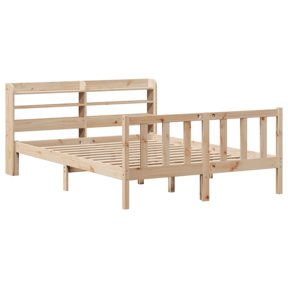 Estructura de cama sin colchón madera maciza de pino 140x190
