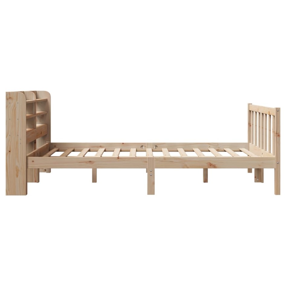 Estructura de cama sin colchón madera maciza de pino 140x190