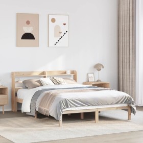 Estructura de cama sin colchón madera maciza de pino 160x200