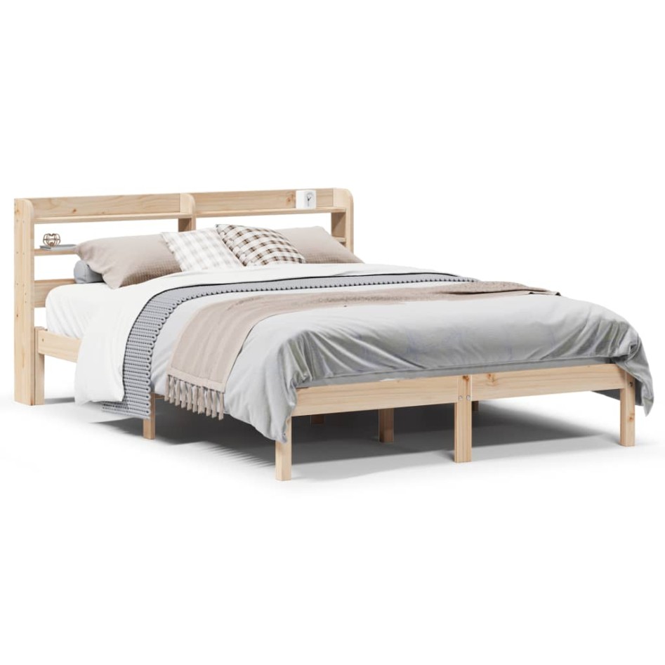 Estructura de cama sin colchón madera maciza de pino 160x200