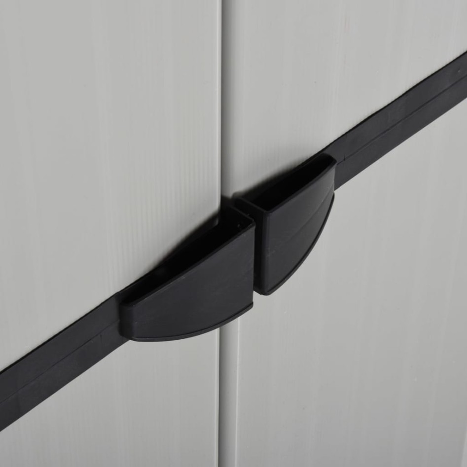 Armario de jardín con 3 estantes gris y negro 68x40x168