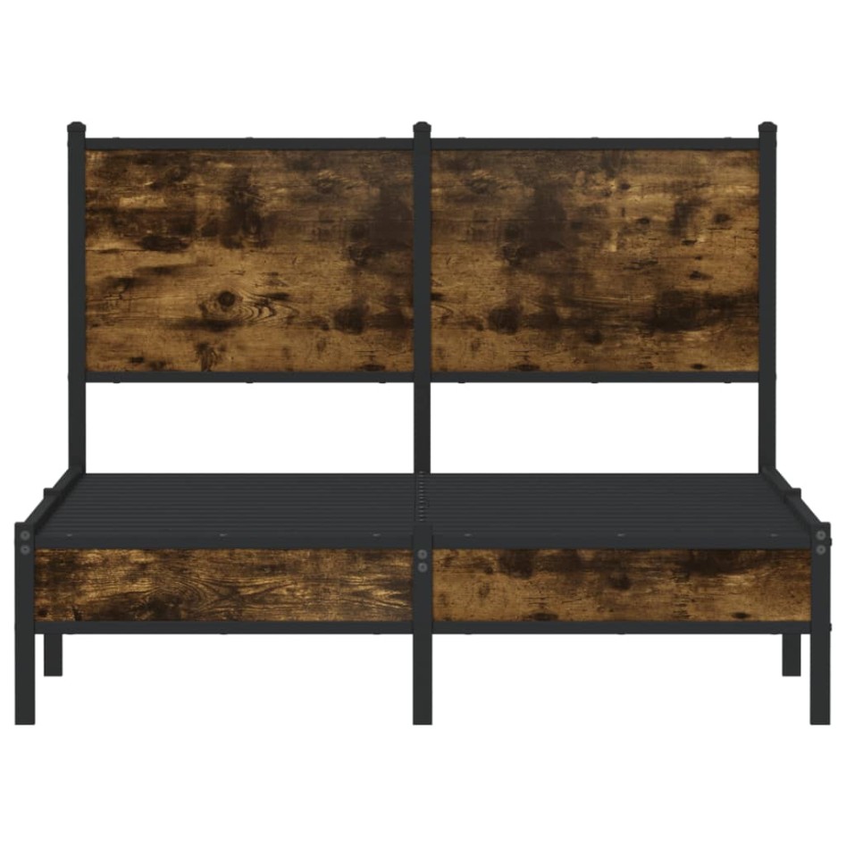 Estructura de cama sin colchón metal roble ahumado 120x200