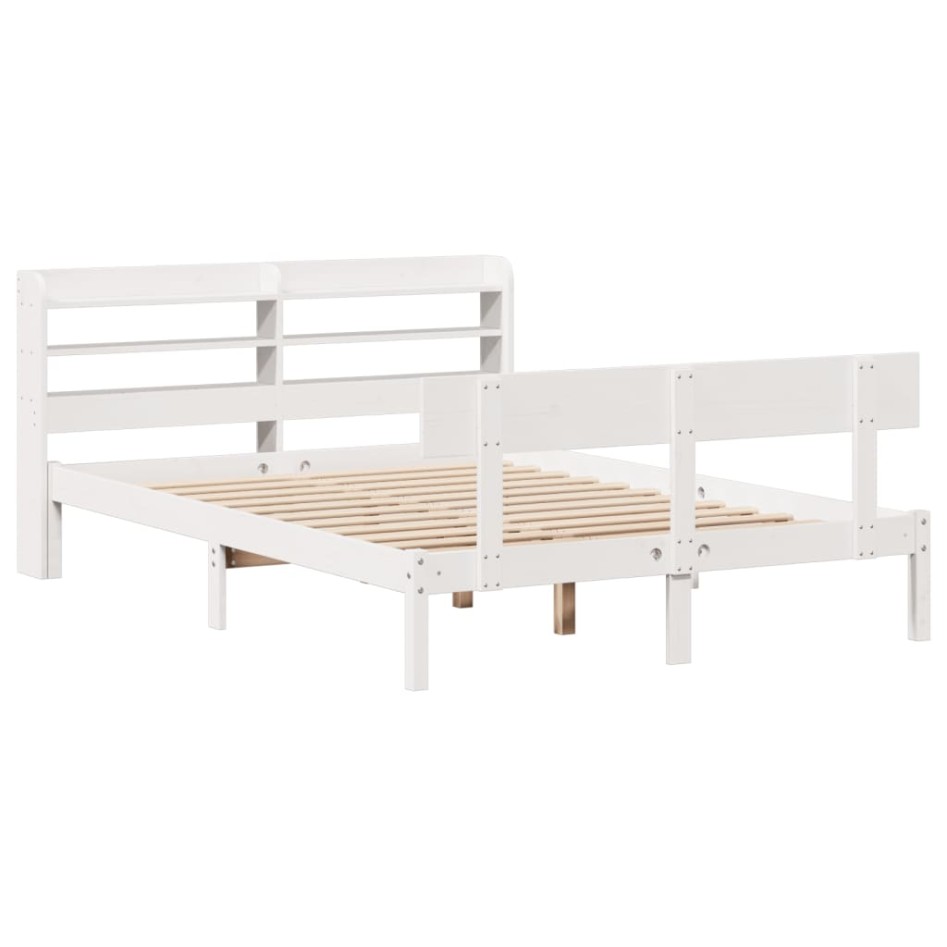 Estructura de cama sin colchón madera de pino blanca 140x200