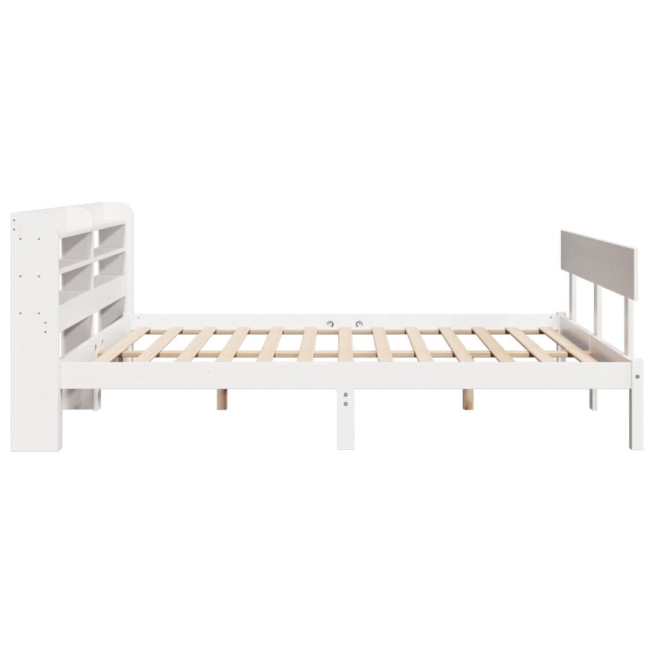 Estructura de cama sin colchón madera de pino blanca 140x200