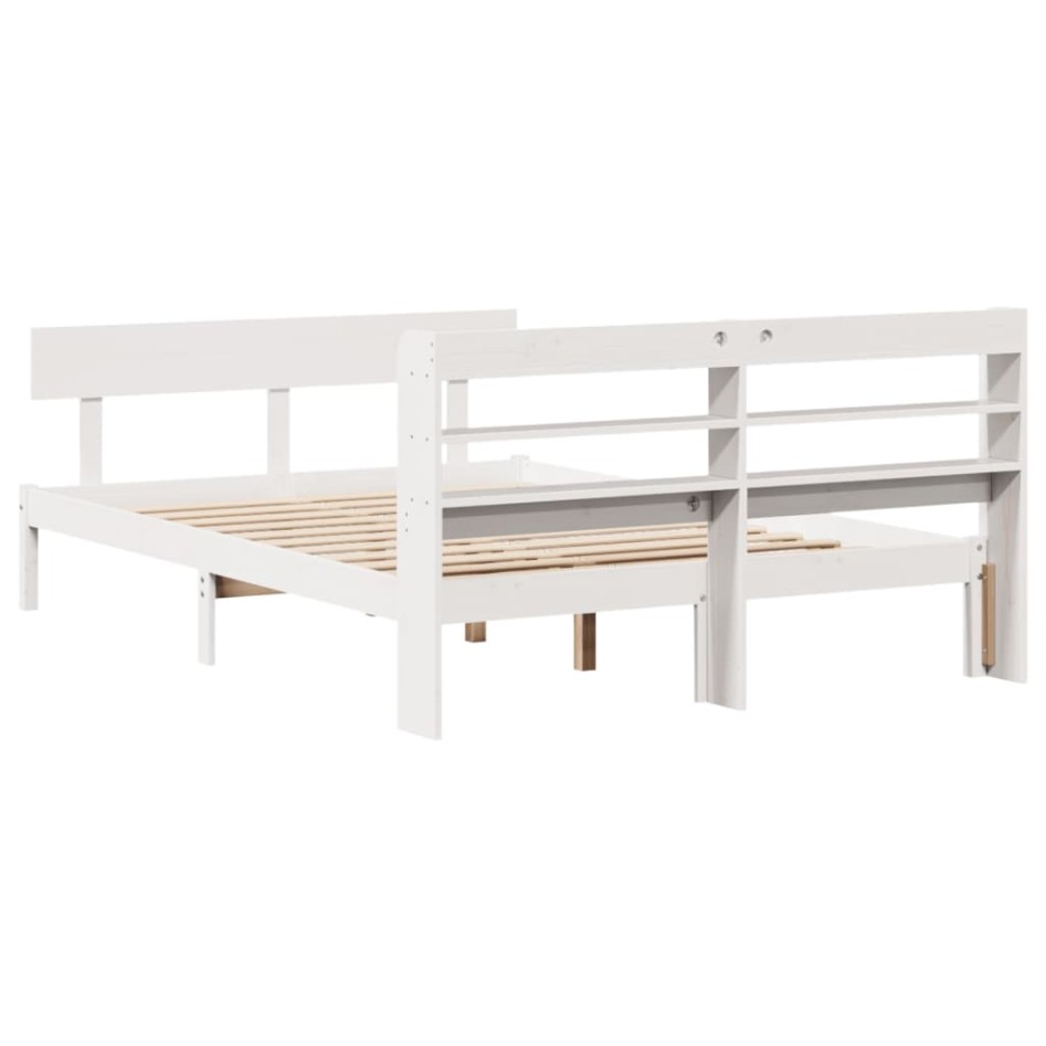 Estructura de cama sin colchón madera de pino blanca 140x200