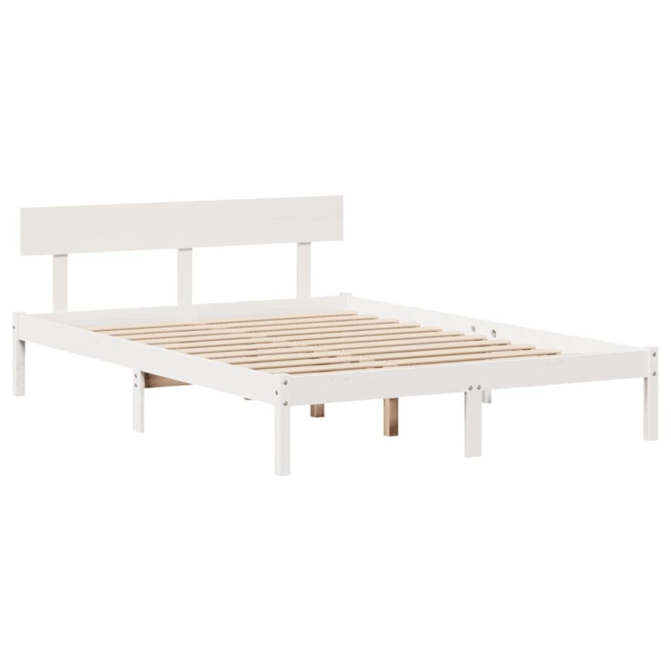 Estructura de cama sin colchón madera de pino blanca 150x200
