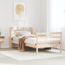 Estructura de cama con cabecero madera maciza pino 75x190