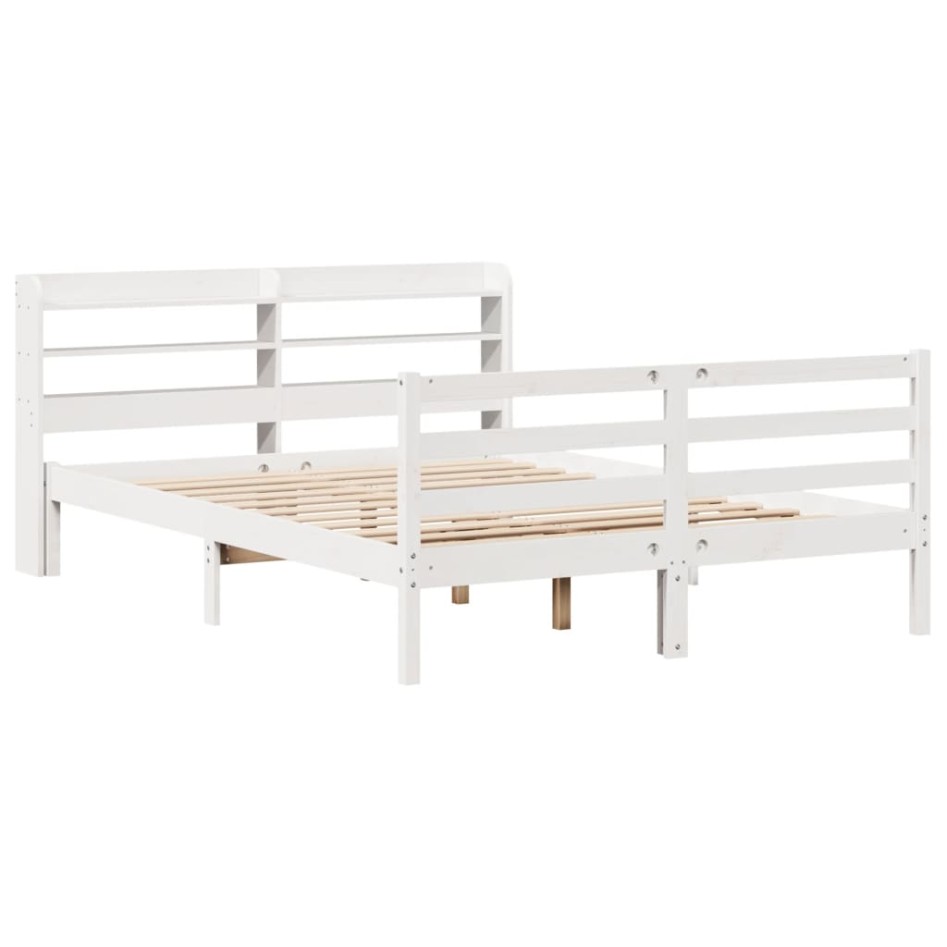 Estructura de cama con cabecero madera pino blanco 135x190
