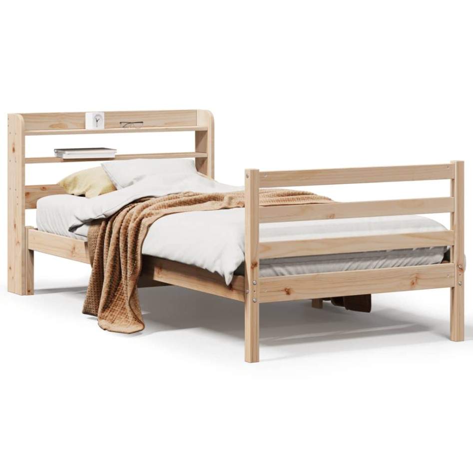 Estructura de cama con cabecero madera maciza pino 100x200