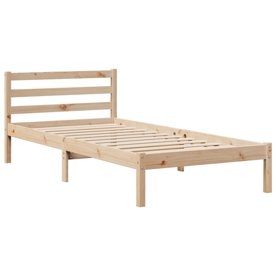 Estructura de cama con cabecero madera maciza pino 100x200