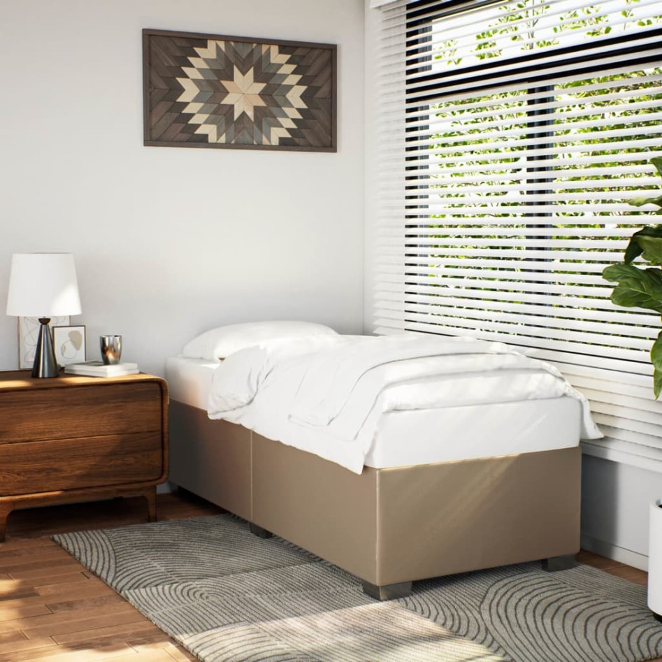 Estructura cama sin colchón cuero sintético capuchino 80x200