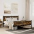 Estructura de cama sin colchón metal roble ahumado 140x190