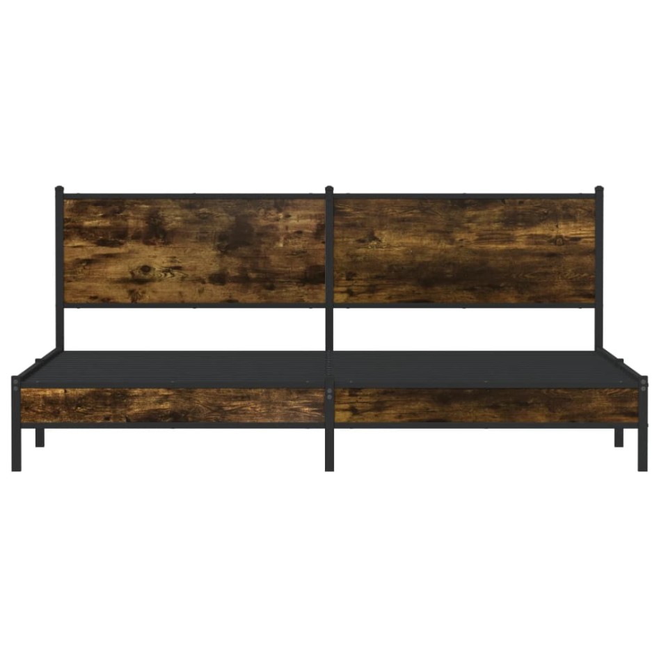 Estructura de cama sin colchón metal roble ahumado 200x200
