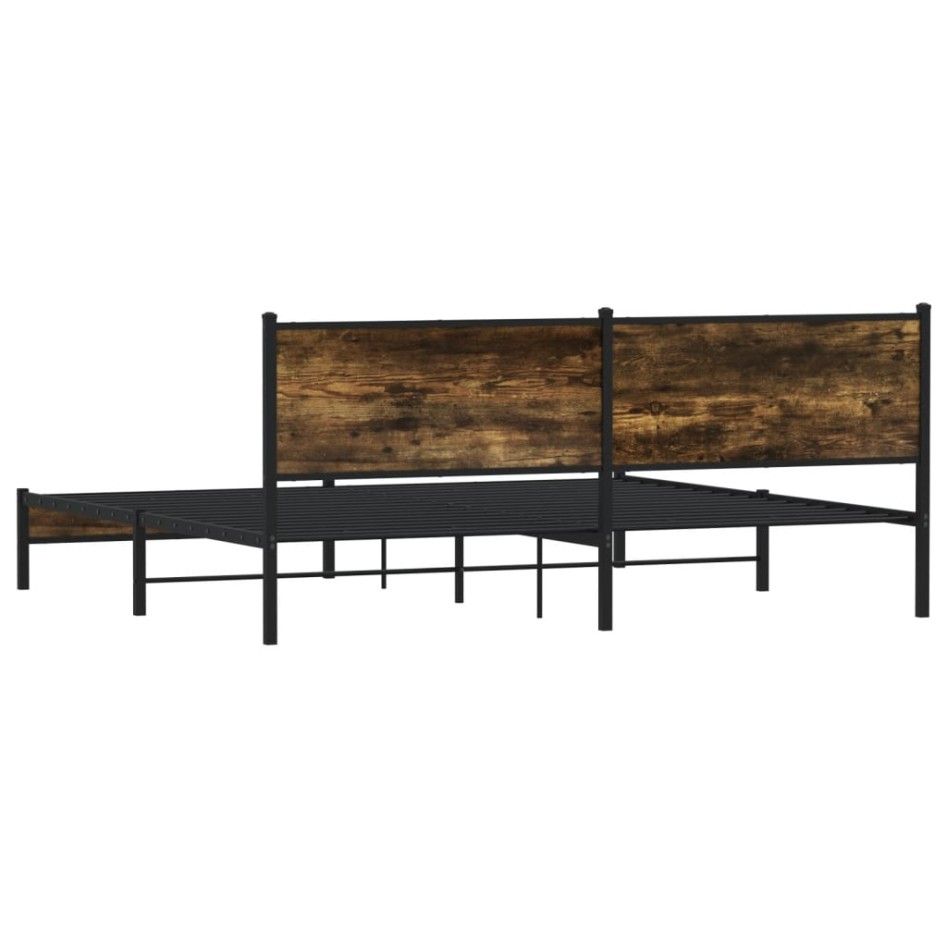 Estructura de cama sin colchón metal roble ahumado 200x200