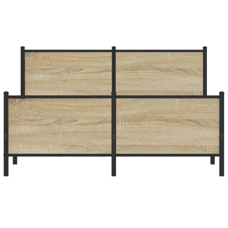 Estructura de cama sin colchón metal roble Sonoma 160x200