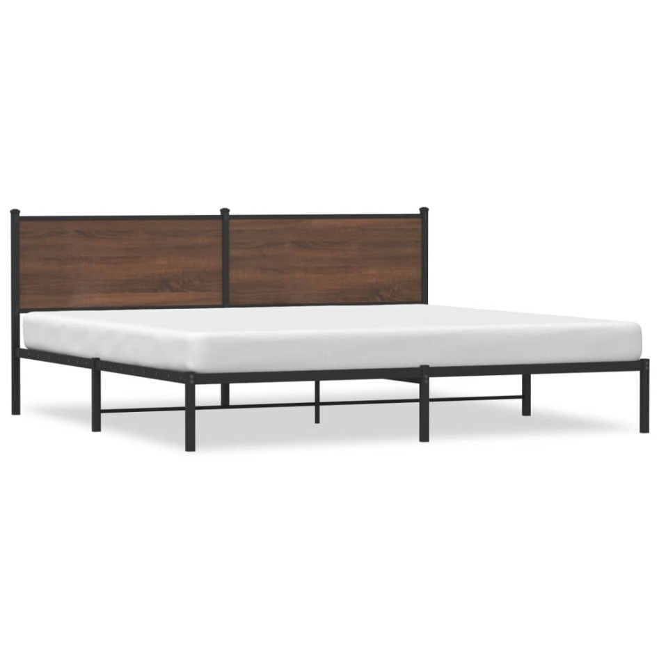 Estructura de cama sin colchón metal roble marrón 200x200