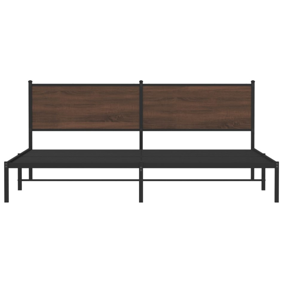 Estructura de cama sin colchón metal roble marrón 200x200