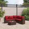 Set sofás de jardín 6 piezas y cojines ratán sintético marrón
