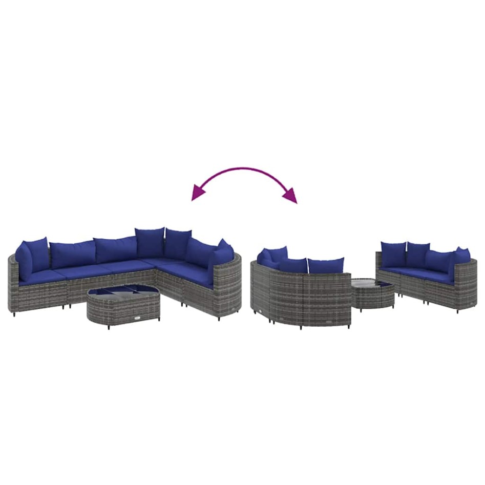 Set de sofás de jardín 7 pzas con cojines ratán sintético