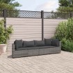 Set de sofás de jardín 4 pzas y cojines ratán sintético gris