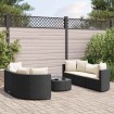 Set de sofás de jardín 7 pzas con cojines ratán sintético negro