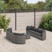 Set de sofás de jardín con cojines 9 pzas ratán sintético gris