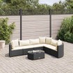 Set de sofás de jardín 7 pzas con cojines ratán sintético negro