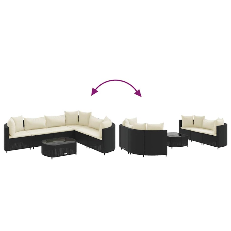 Set de sofás de jardín 7 pzas con cojines ratán sintético