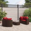 Set comedor de jardín 5 piezas y cojines ratán sintético marrón