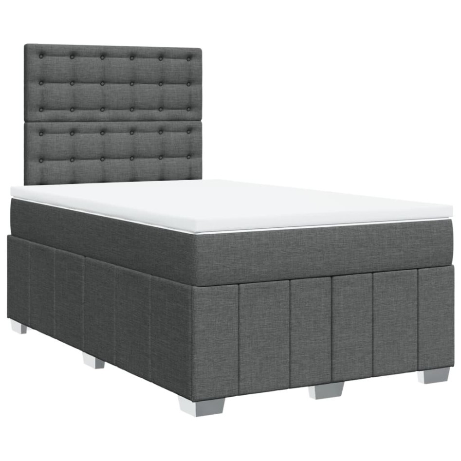 Cama box spring con colchón tela gris oscuro 120x200