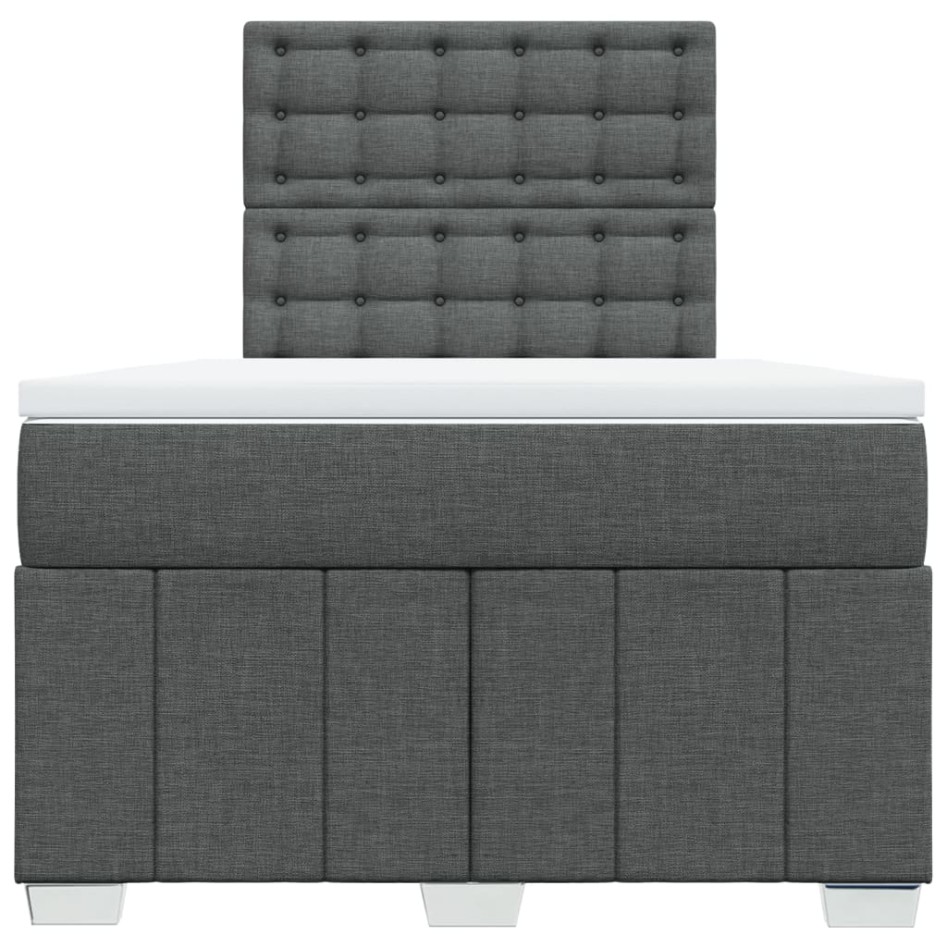 Cama box spring con colchón tela gris oscuro 120x200