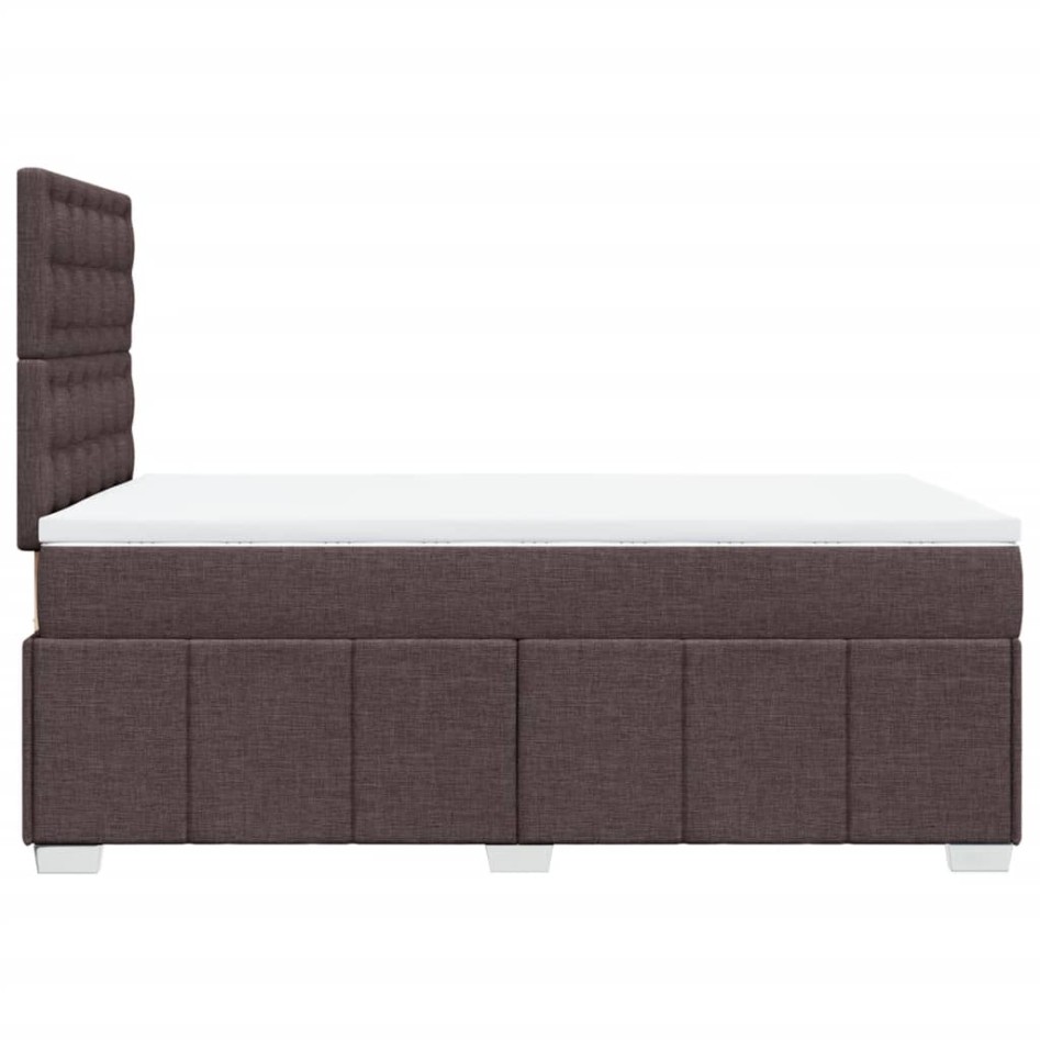 Cama box spring con colchón tela marrón oscuro 120x200