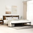 Estructura de cama sin colchón metal roble ahumado 160x200 cm