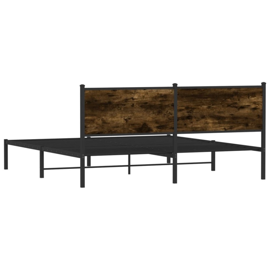 Estructura de cama sin colchón metal roble ahumado 160x200