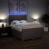 Cama box spring con colchón tela gris taupe 140x190