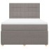 Cama box spring con colchón tela gris taupe 140x190
