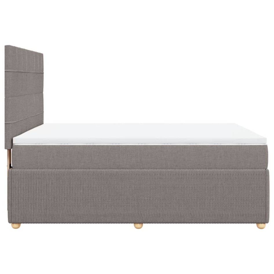 Cama box spring con colchón tela gris taupe 140x190