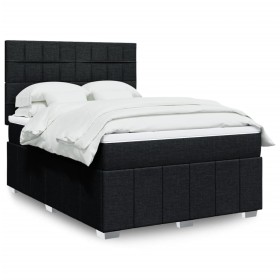 Cama box spring con colchón tela negro 140x190