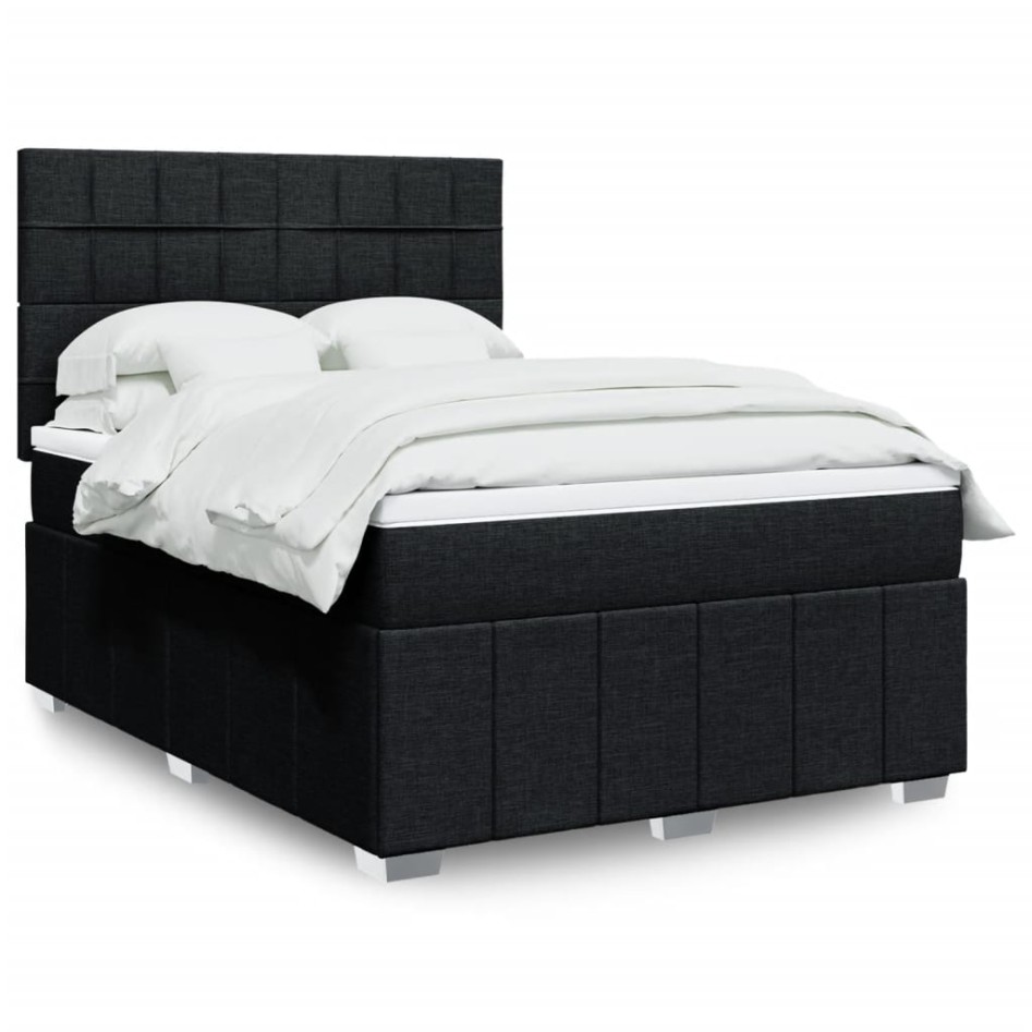 Cama box spring con colchón tela negro 140x190
