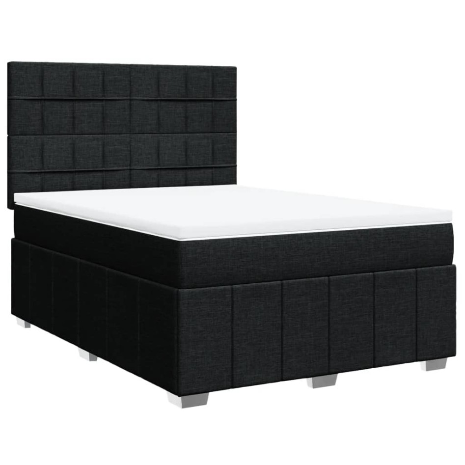 Cama box spring con colchón tela negro 140x190
