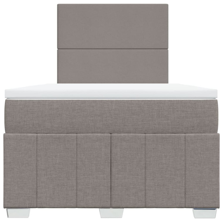 Cama box spring con colchón tela gris taupe 120x200