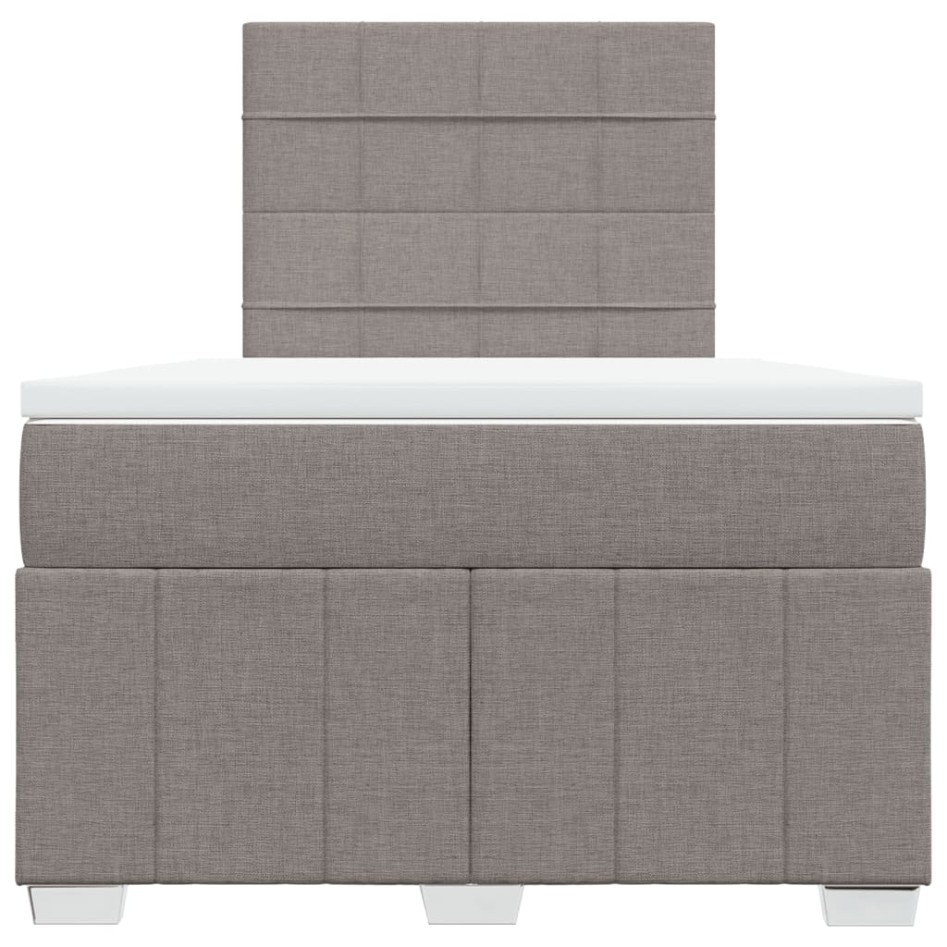 Cama box spring con colchón tela gris taupe 120x200