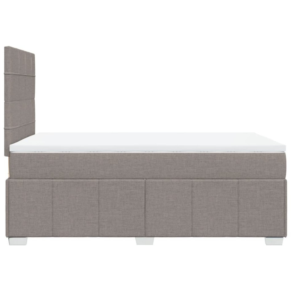 Cama box spring con colchón tela gris taupe 120x200