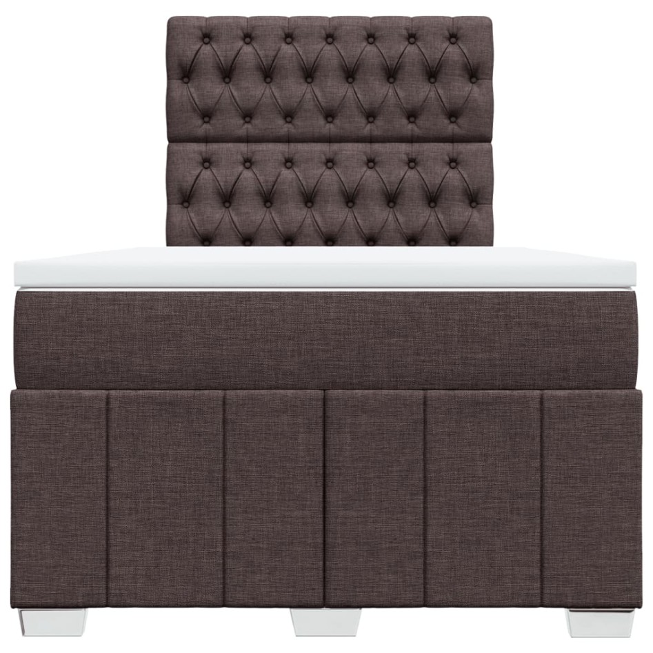 Cama box spring con colchón tela marrón oscuro 120x200