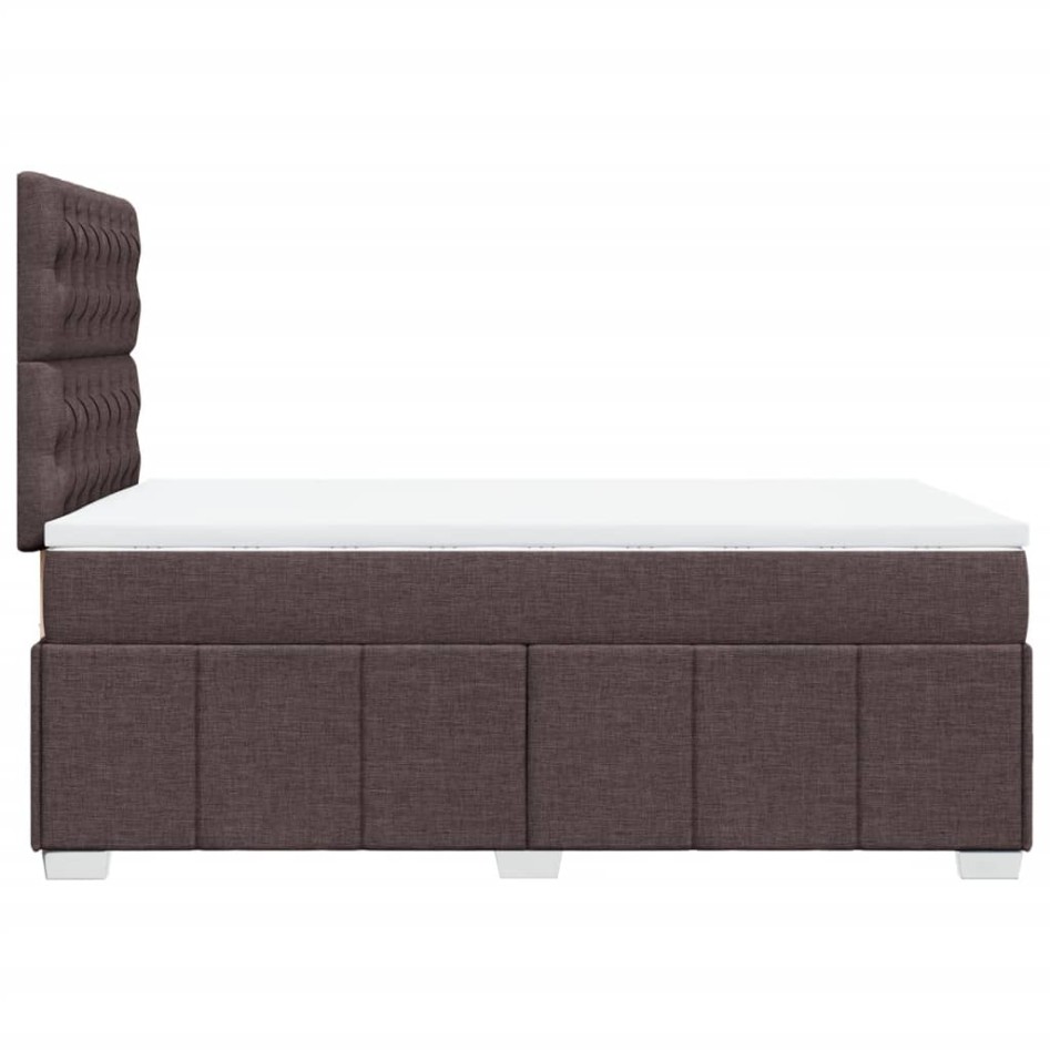 Cama box spring con colchón tela marrón oscuro 120x200