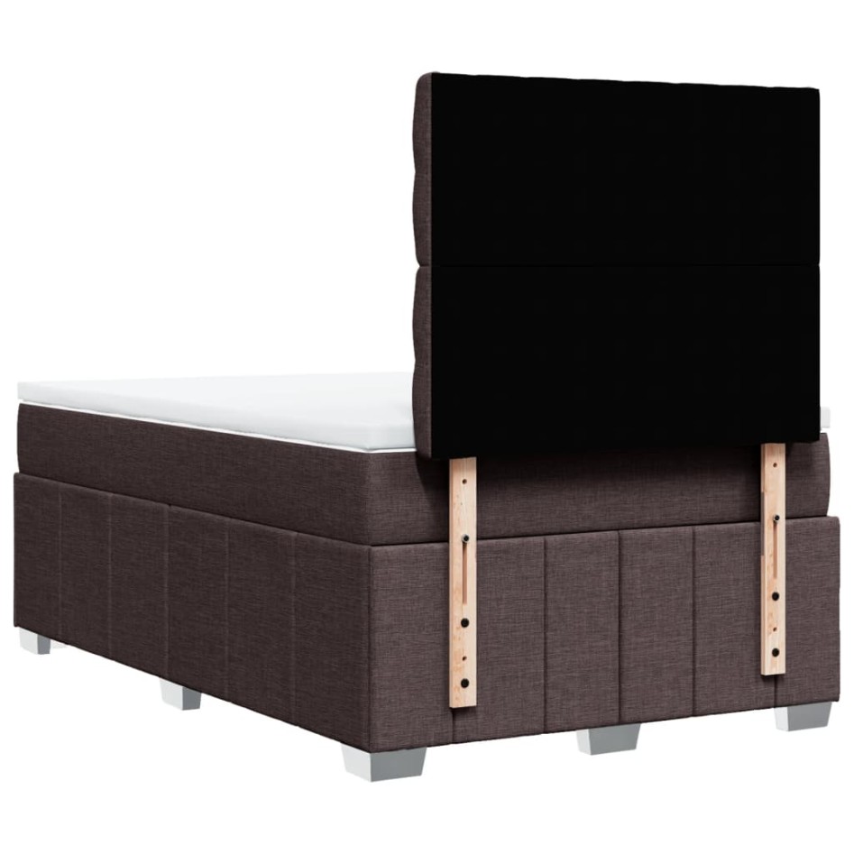 Cama box spring con colchón tela marrón oscuro 120x200