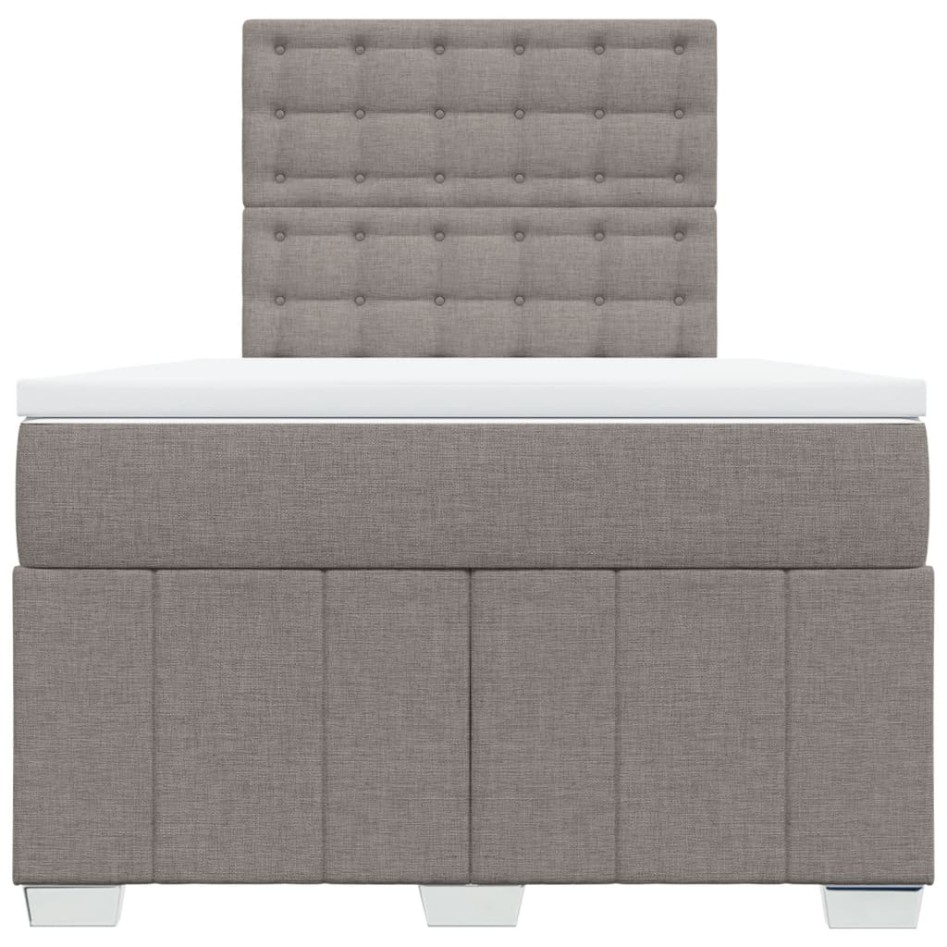 Cama box spring con colchón tela gris taupe 120x200