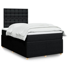 Cama box spring con colchón tela negro 120x190