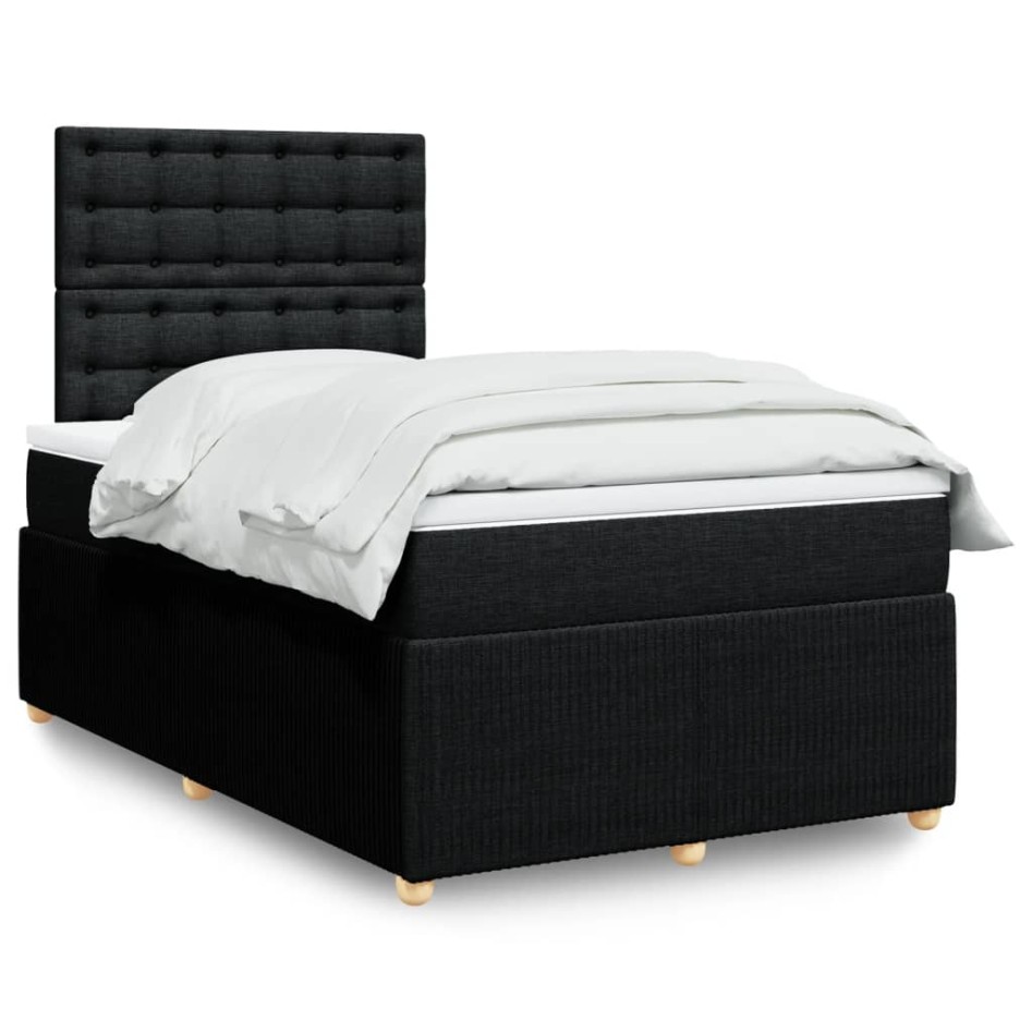 Cama box spring con colchón tela negro 120x190