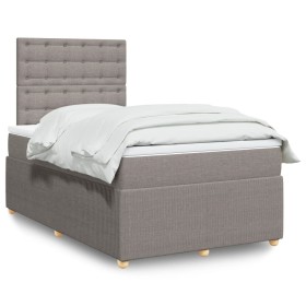 Cama box spring con colchón tela gris taupe 120x190